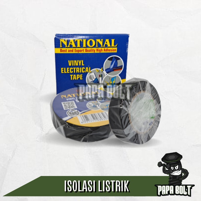 

National PVC Electrical Tape Isolasi Listrik 19mm (3/4")x 20yard Hitam