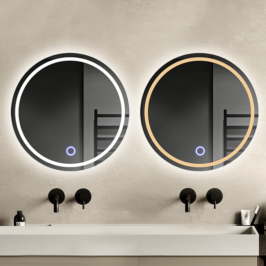 Cermin Led Touch Screen Dinding Kama Mandi / Wastafel Aesthetic Cermin Bulat Led Touch Screen Kaca