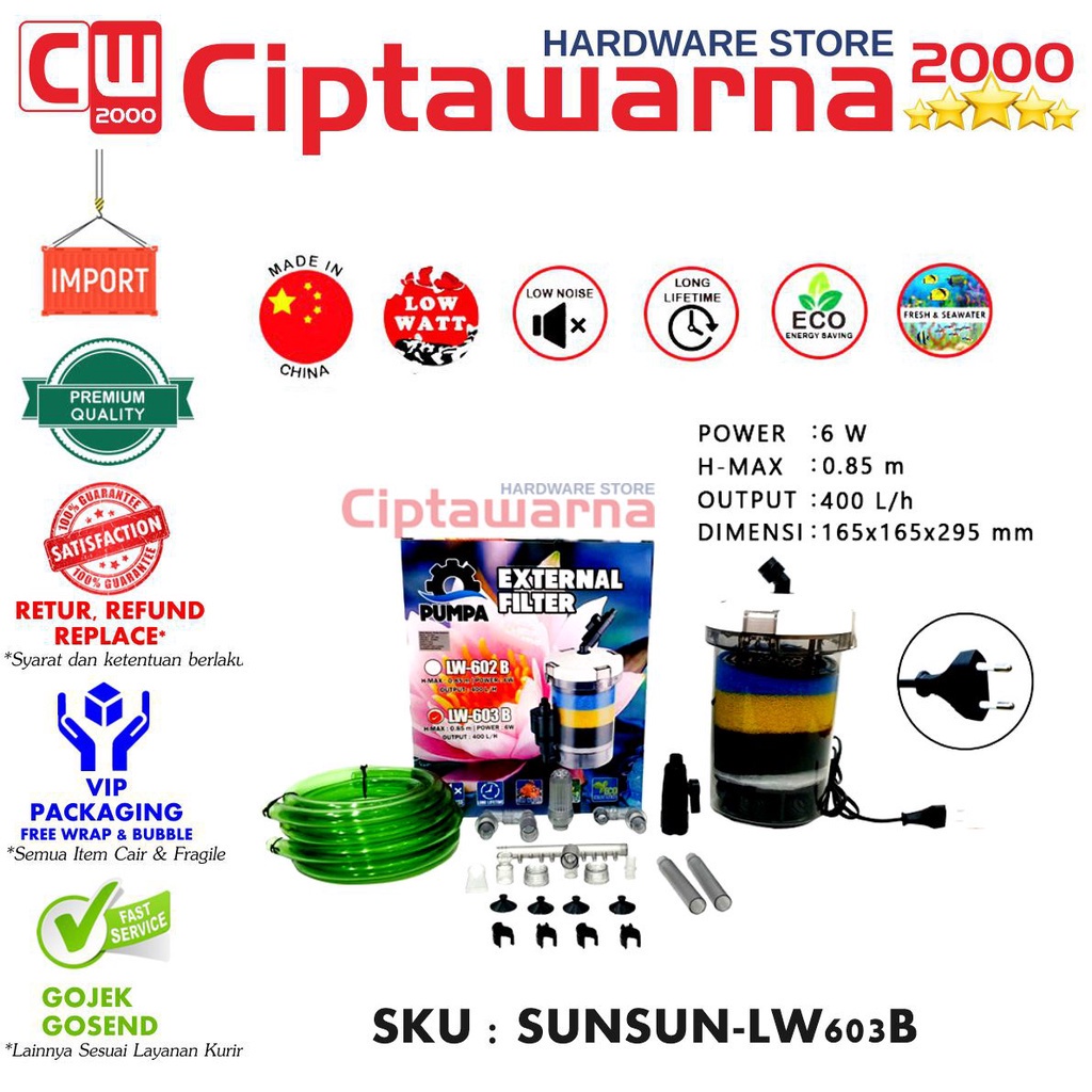 Sunsun Lw 603b Pompa Air Kanister Filter Tabung Akuarium Aquarium Aquascape – CwNs