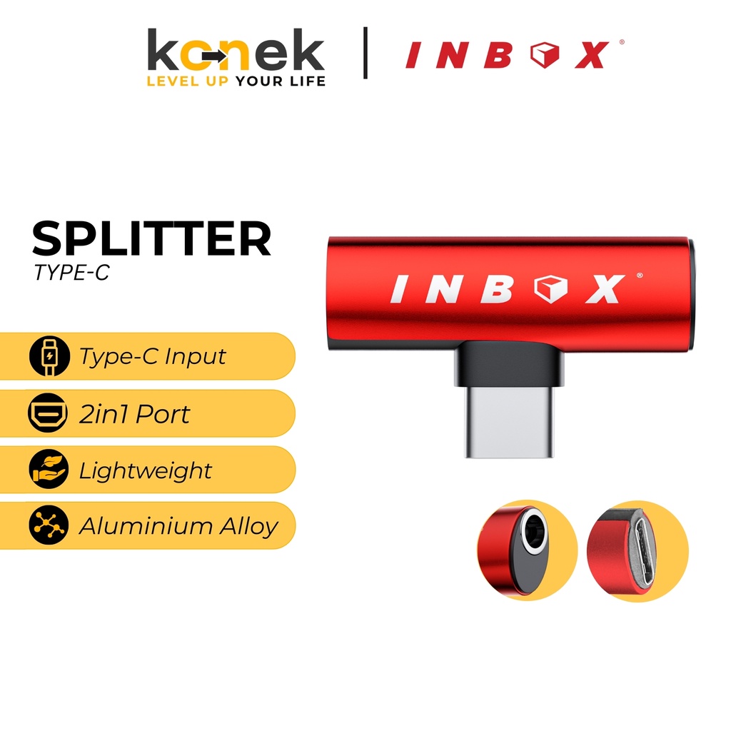 Inbox Converter Splitter Type C 2in1 Audio Jack 3.5mm Android
