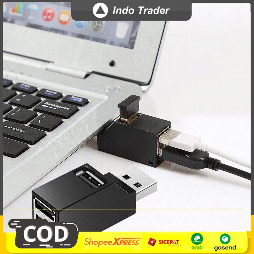 USB Hub Mini 3 Port Colokan Banyak Kecepatan Transfer Data Tinggi Aksesoris Komputer Laptop