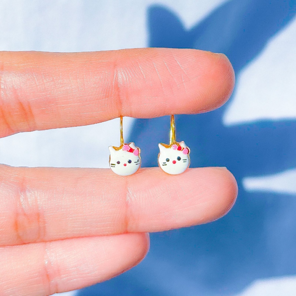 Anting kerabu desi anak dan dewasa emas asli kadar 700 70 16k Hello Kitty MELODY pink Sanrio gold wh