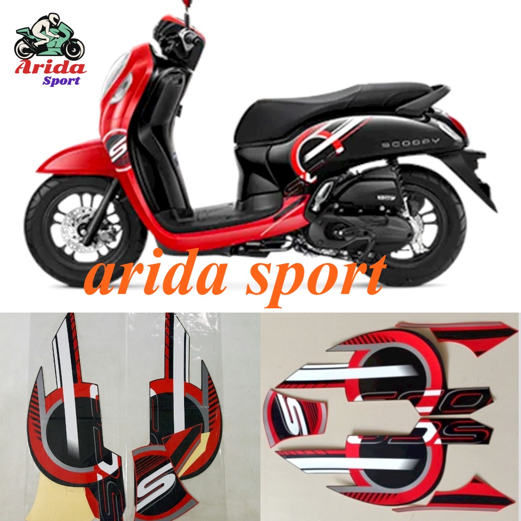 stiker scopy Striping honda Scoopy 2023 2024 sporty merah hitam list body scoopy motif striping orig
