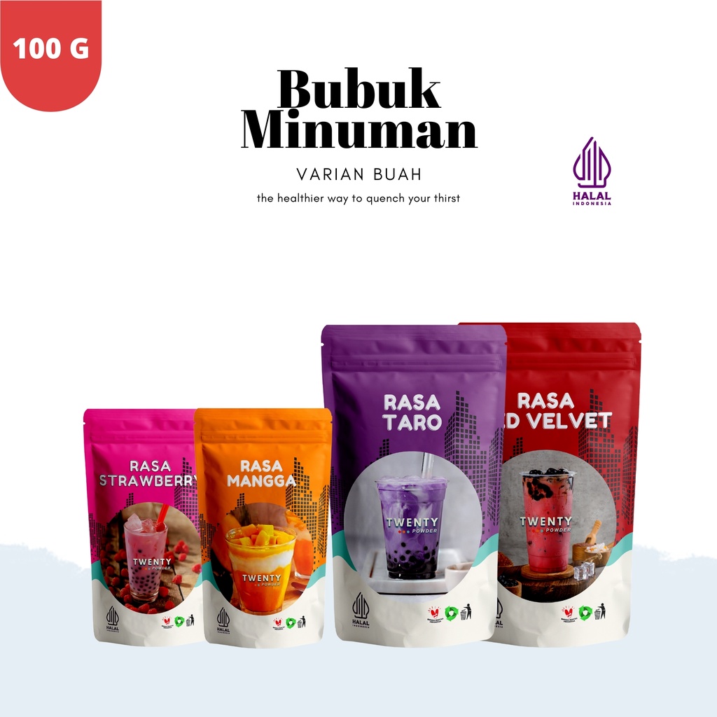 

MINUMAN BUBUK TERLARIS VARIAN BUAH 100GR SERBUK MINUMAN KEKINIAN ENAK HARGA DISTRIBUTOR