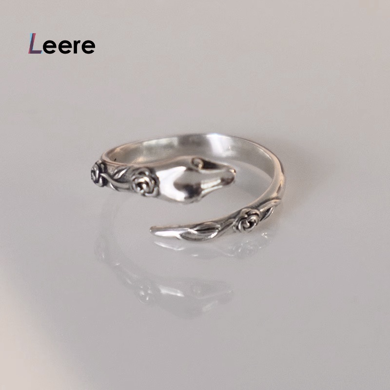 LEERE -Cincin Ular Perak Cincin Pasangan Mode Tinggi -