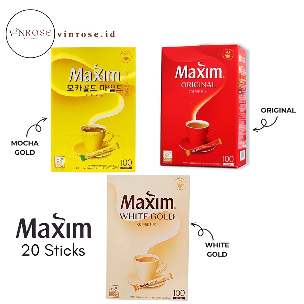 

[20 Sachet] Maxim Coffee Korea Original, White Gold, Mocha Gold Kopi
