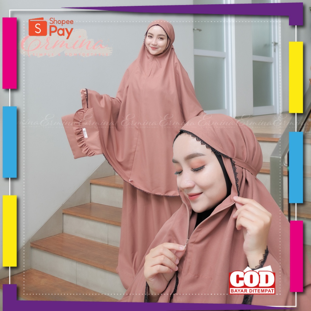 RAMADHAN SALE // Ermina Mukena Dewasa 2 in 1 Katun Premium Traveling