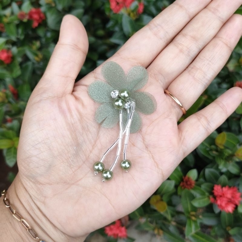 Payet bunga organza juntai mewah