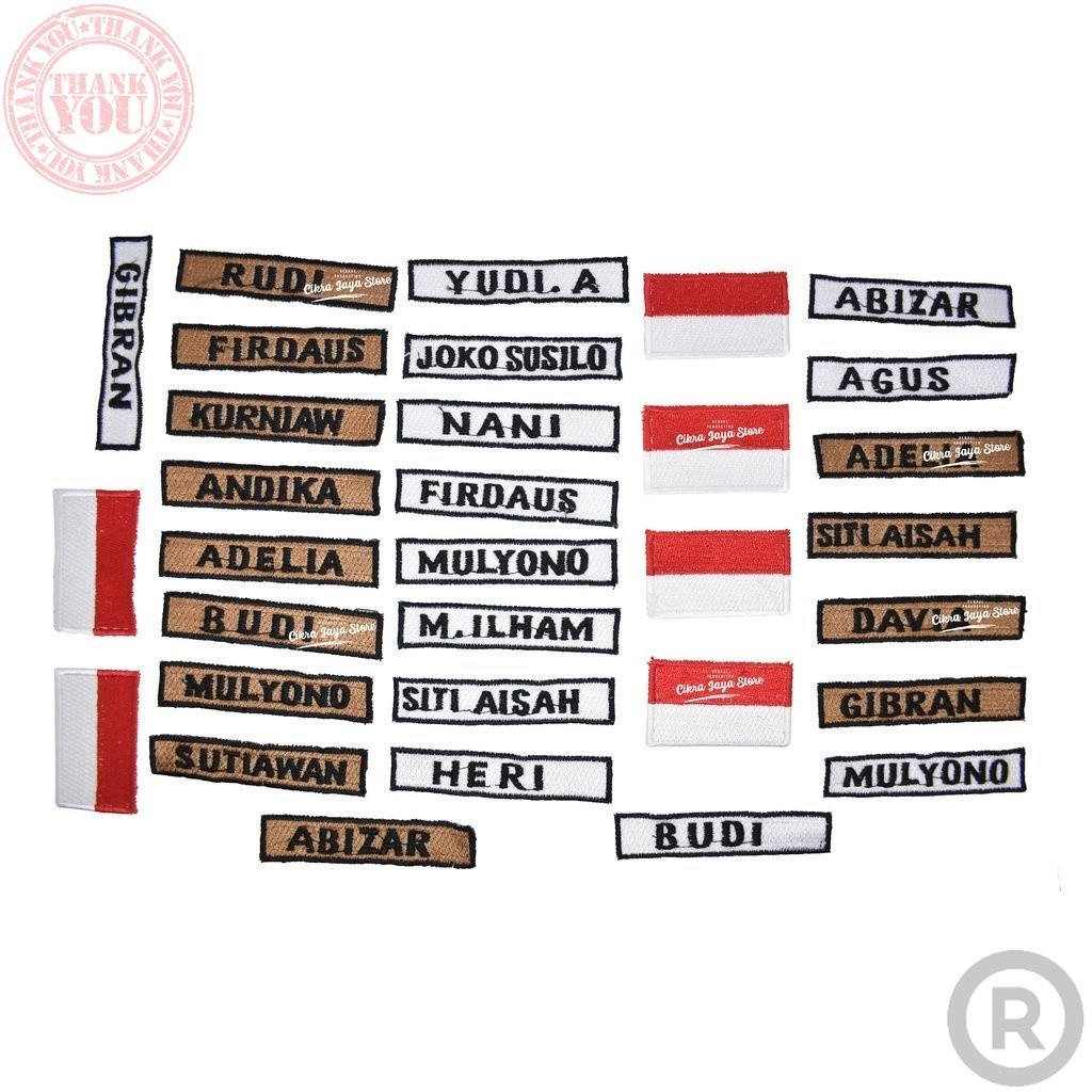 

Bordir Bet Nama // Name Tag // Nama Dada // Papan Nama Bebas Request //Mak Huruf Terbaru Bordir Nama Bordir Nama Custom