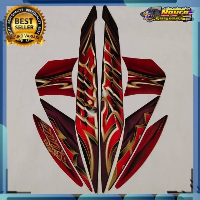 Stiker striping yamaha mio soul 2010 2011 merah hitam bagus