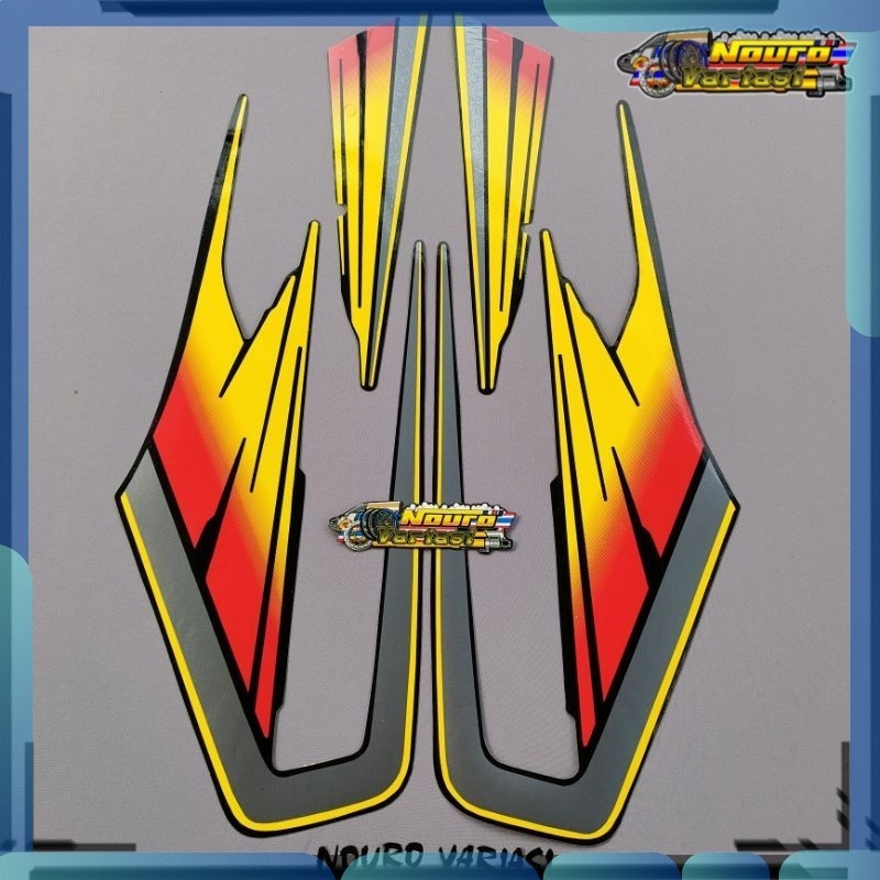 Stiker striping  stiker yamaha rx king tahun 1995 full set kuning merah variasi bagus