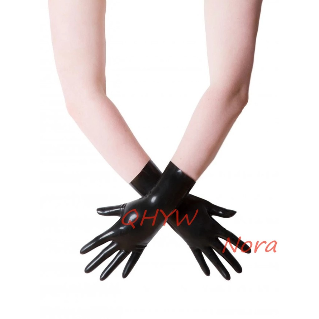Sexy Unisex Short Gloves Mittens Latex Rubber Wrist Gloves Fetish Costume Female
