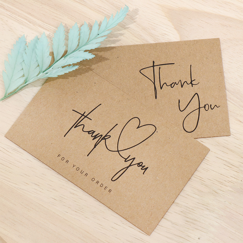 

Kraft Paper Black Lettered Thank-you Card "Thank You For Your Order" Postcards Express Appreciate Greeting Labels Online Retail