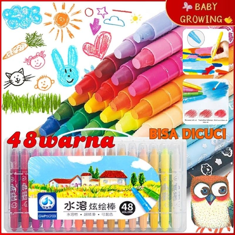 

Water Soluble Crayon Set - Kuas Gratis 36/48 Warna Krayon