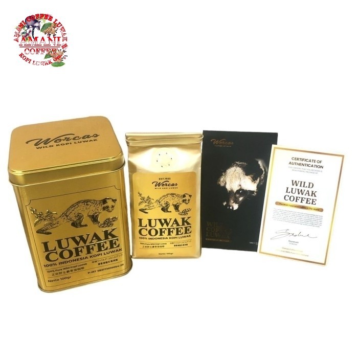 

READY STOCK!!! Kopi Worcas Gold Wild Kopi Coffee Tin Coffee 100gr - biji