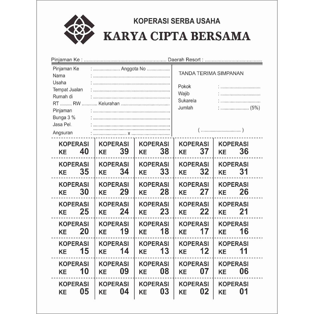 

Kartu Koprasi / Promise Koperasi / 1rim / Isi ( 500lembar )