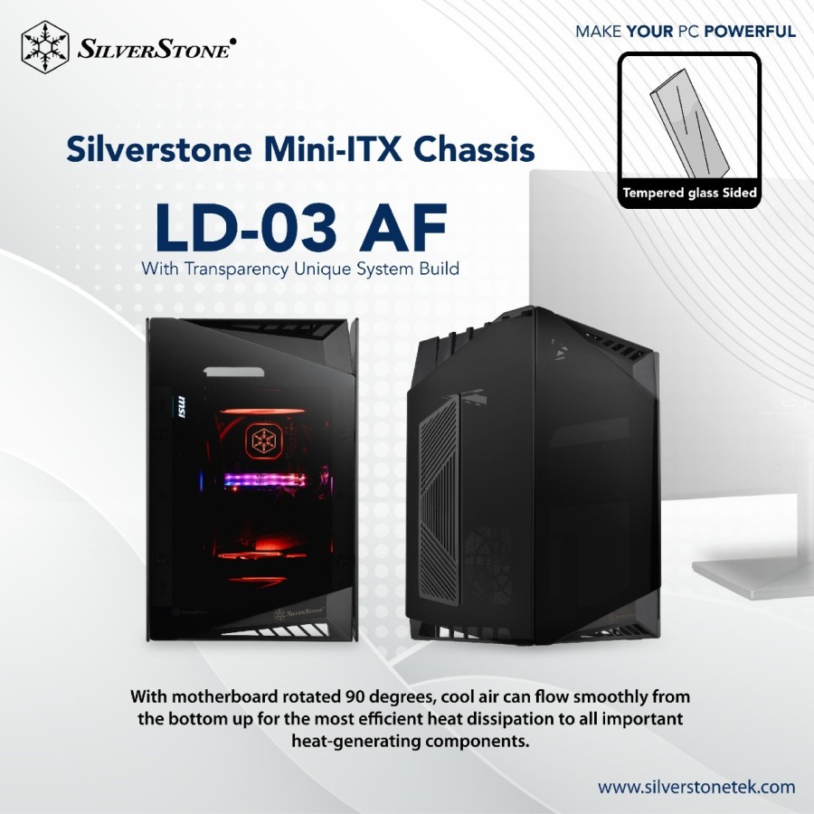 Silverstone Lucid LD03 AF Airflow + 2 Fan Mini ITX Temper Glass Case