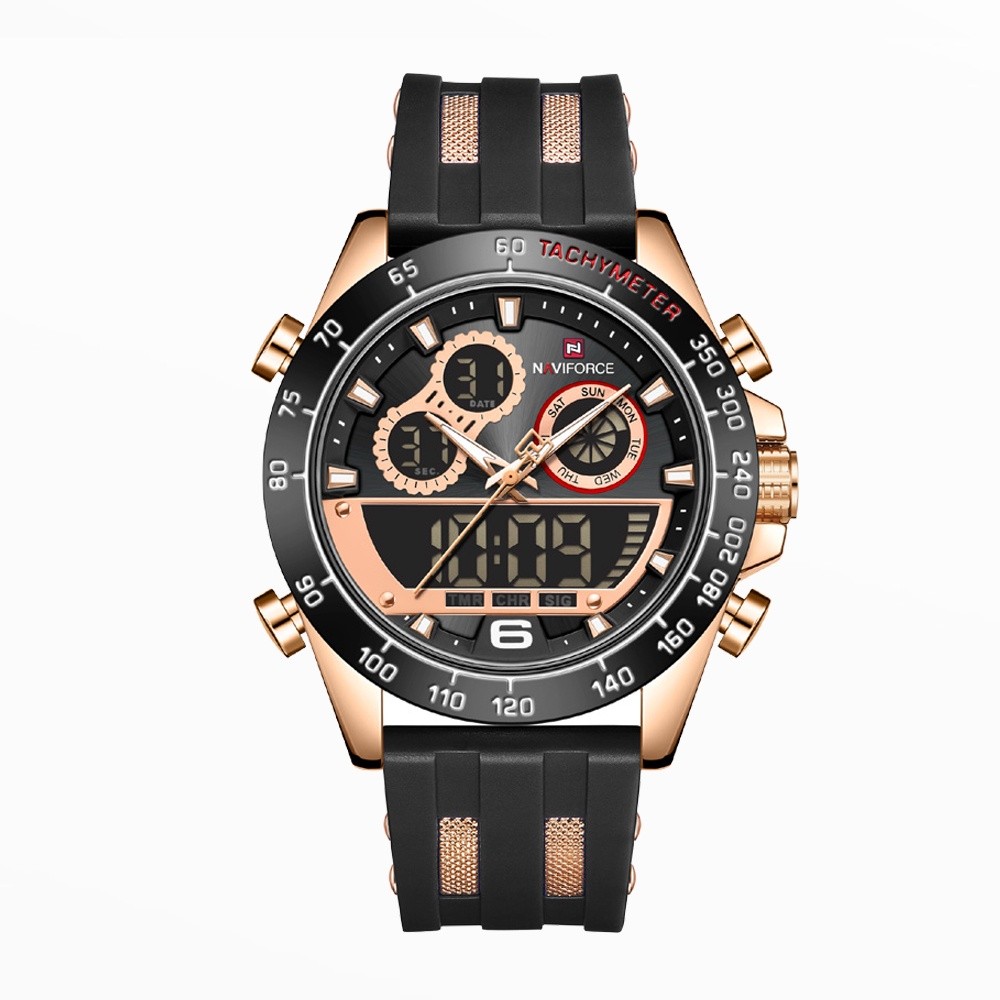 Original NAVIFORCE Jam Tangan Analog-Digital Pria NF-9188MT