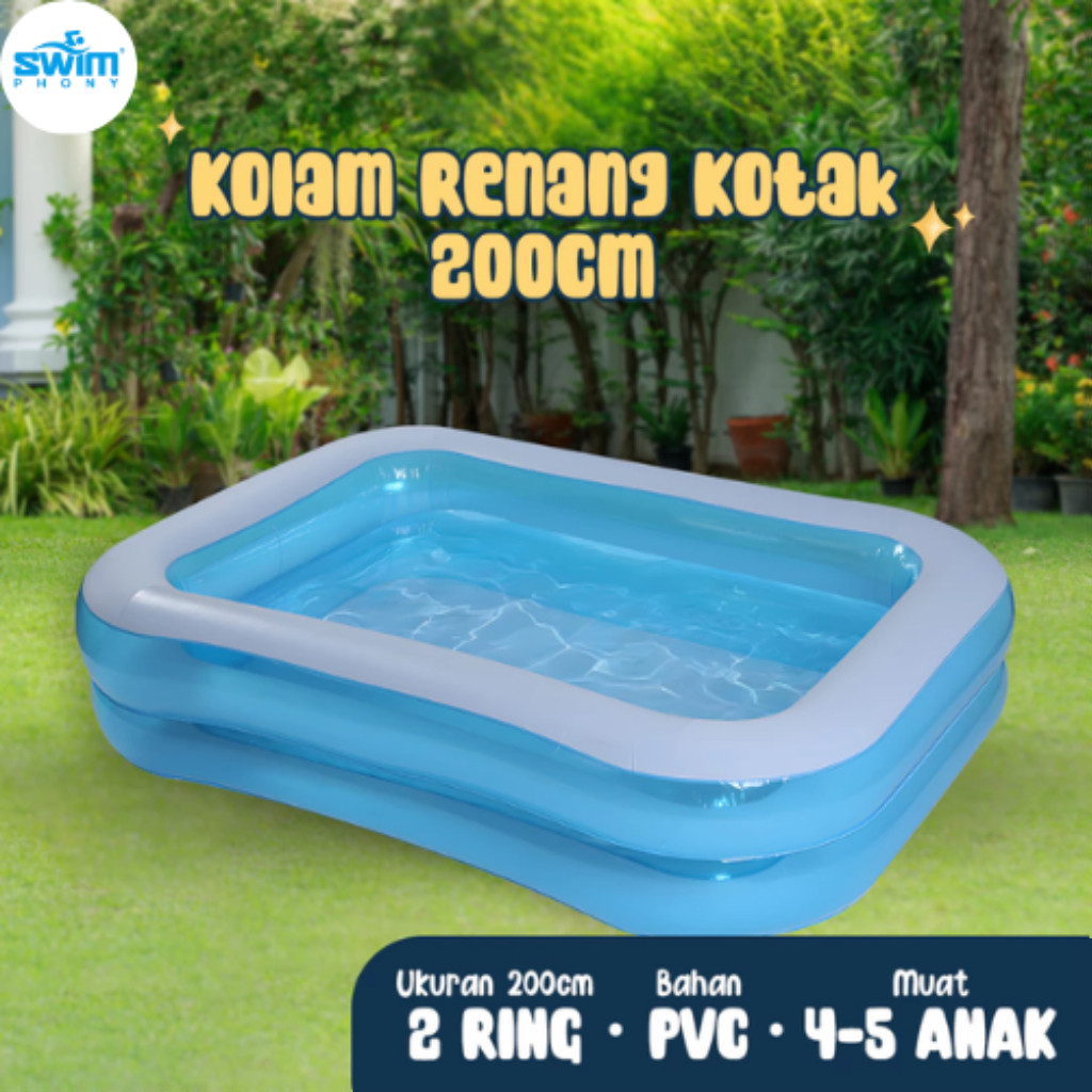 Kolam Renang Anak Jumbo 200CM Kolam Anak 2 Ring Kolam Pompa Kolam Portable Kolam Permainan Air Kolam
