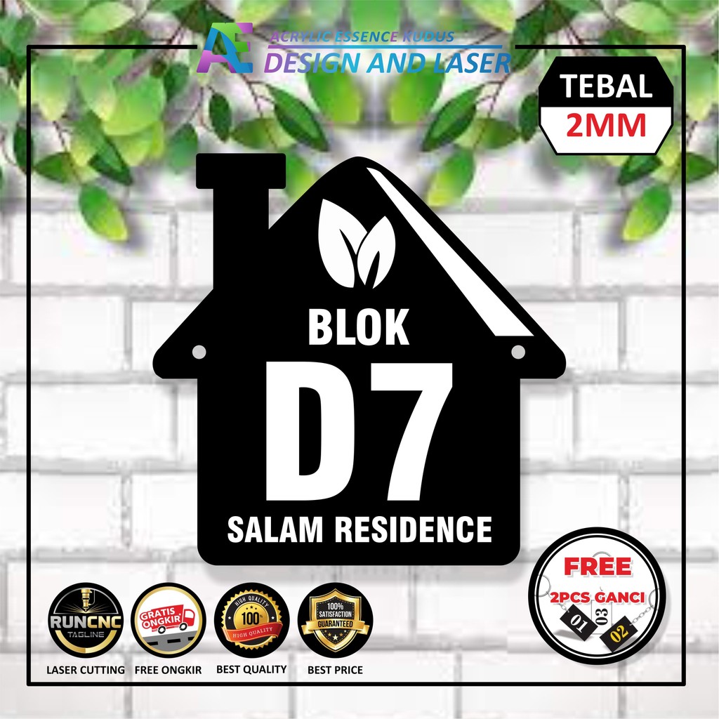 NOMOR RUMAH ACRYLIC / AKRILIK / CUSTOM 15 X 15 ( NOMOR KAMAR HOTEL & KOST FREE GANTUNGAN KUNCI )