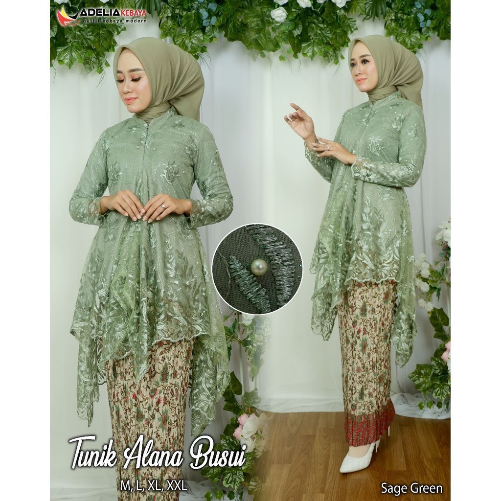 Kebaya Tunik Tulle Busui Shanghai Baju Kondangan Wanita Kekinian