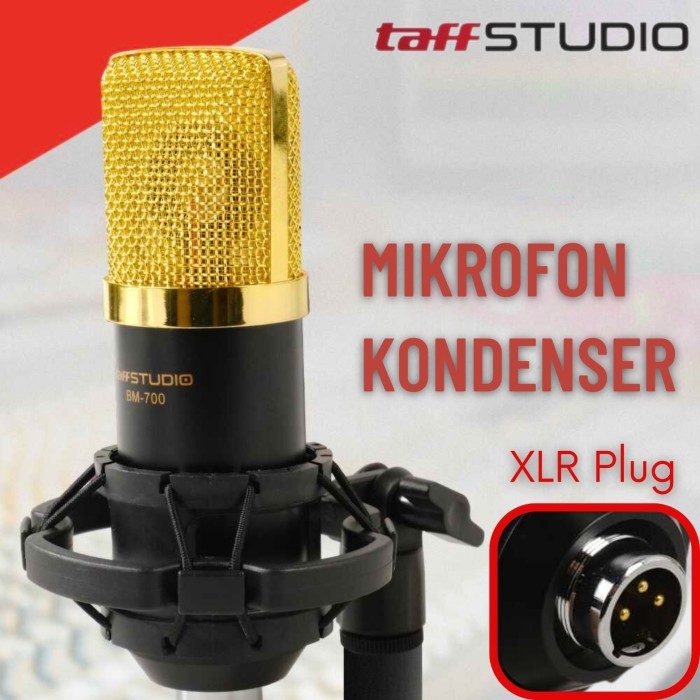 Mic Condensor TaffSTUDIO Microphone Kondenser Studio Mic XLR with Shockproof Mount