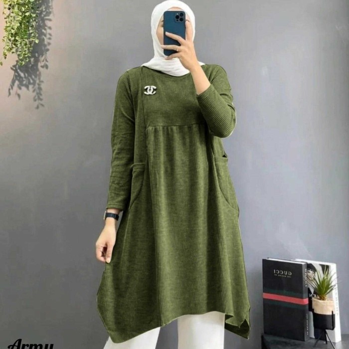 Tunik Madira Army baju remaja dress tunic xl atasan murah mad at