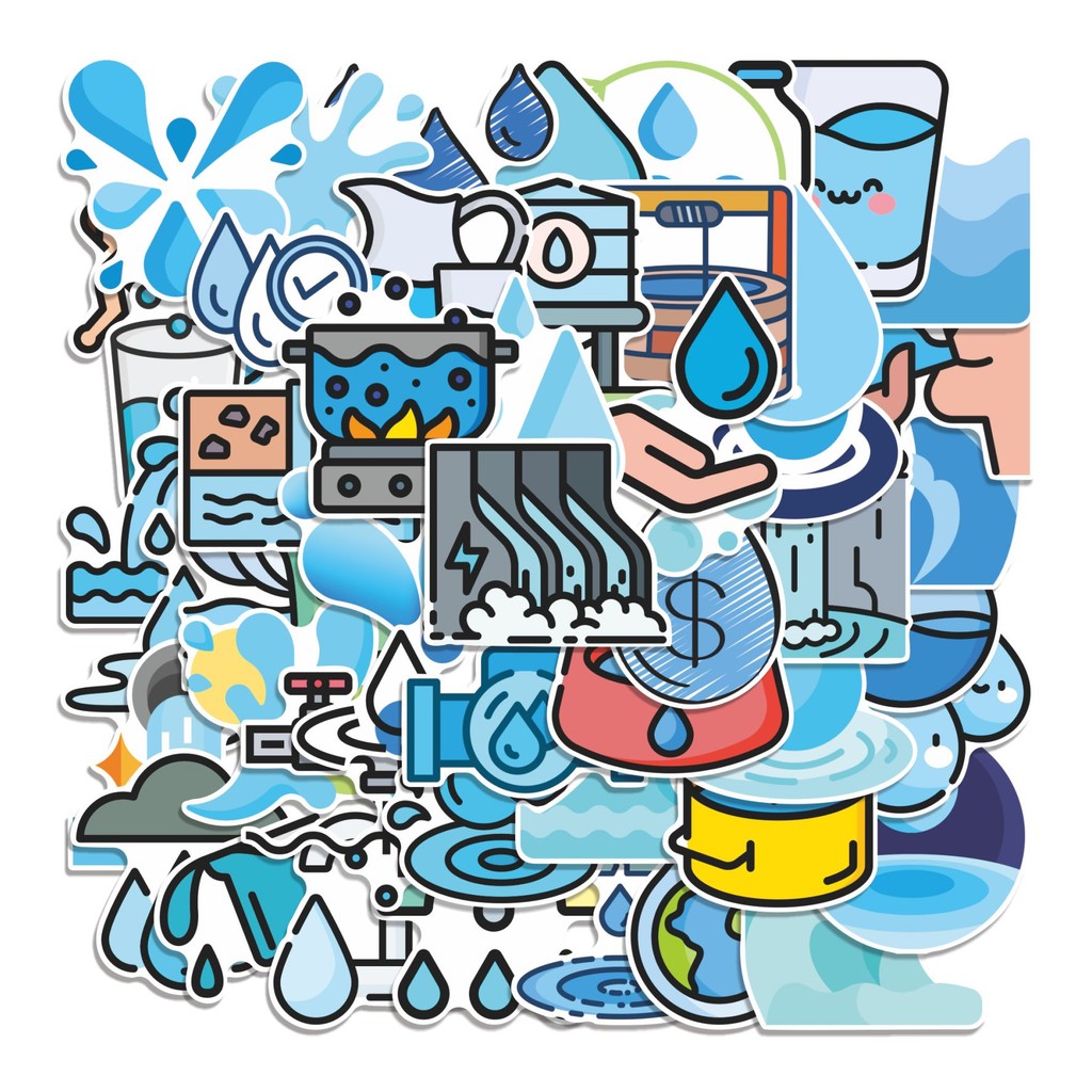 

COD 50 Pcs Stiker Elemen Air (Water) Lucu Anti Air Untuk Dekorasi Notebook Sepeda Skateboard Handphone