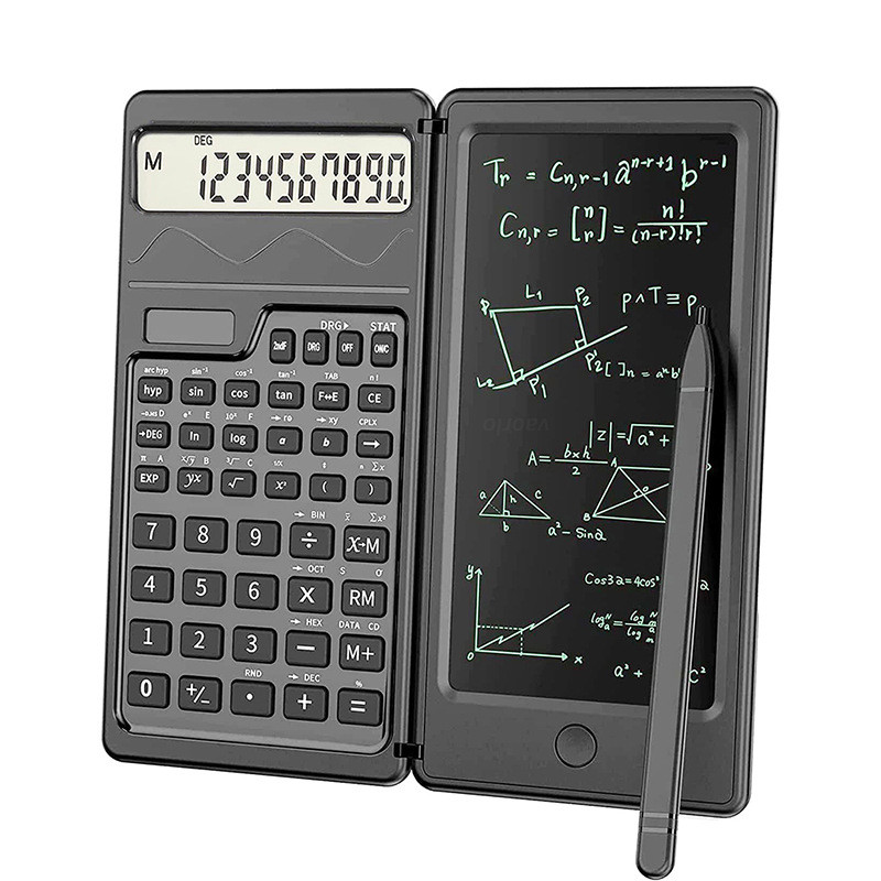 

2in1 Foldable Solar Energy Calculator 12 Digits LCD Display Desktop With 6 Inch Writing Tablet For School Office Business