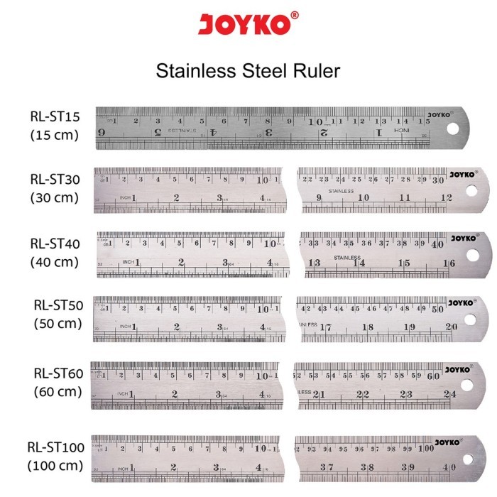 

Penggaris Besi Joyko Stainless Steel Ruler 15 Cm / 30 cm - Satuan - 15 cm