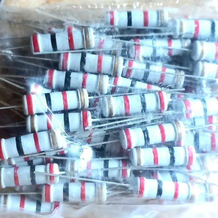 resistor R carbon film 2k 2 k kilo 2watt 2 w watt WAT 2WAT ohm 5% F Fajar elektro 2