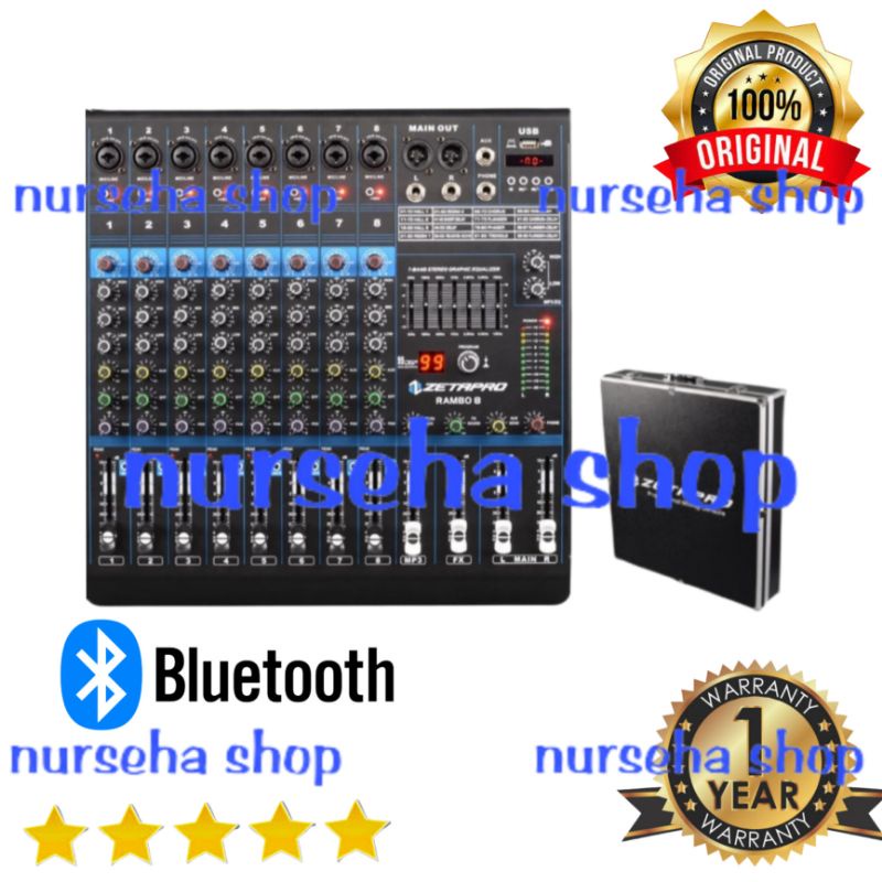 Mixer audio 8 Channel ZETAPRO Rambo 8 USB sound card bluetooth original garansi resmi