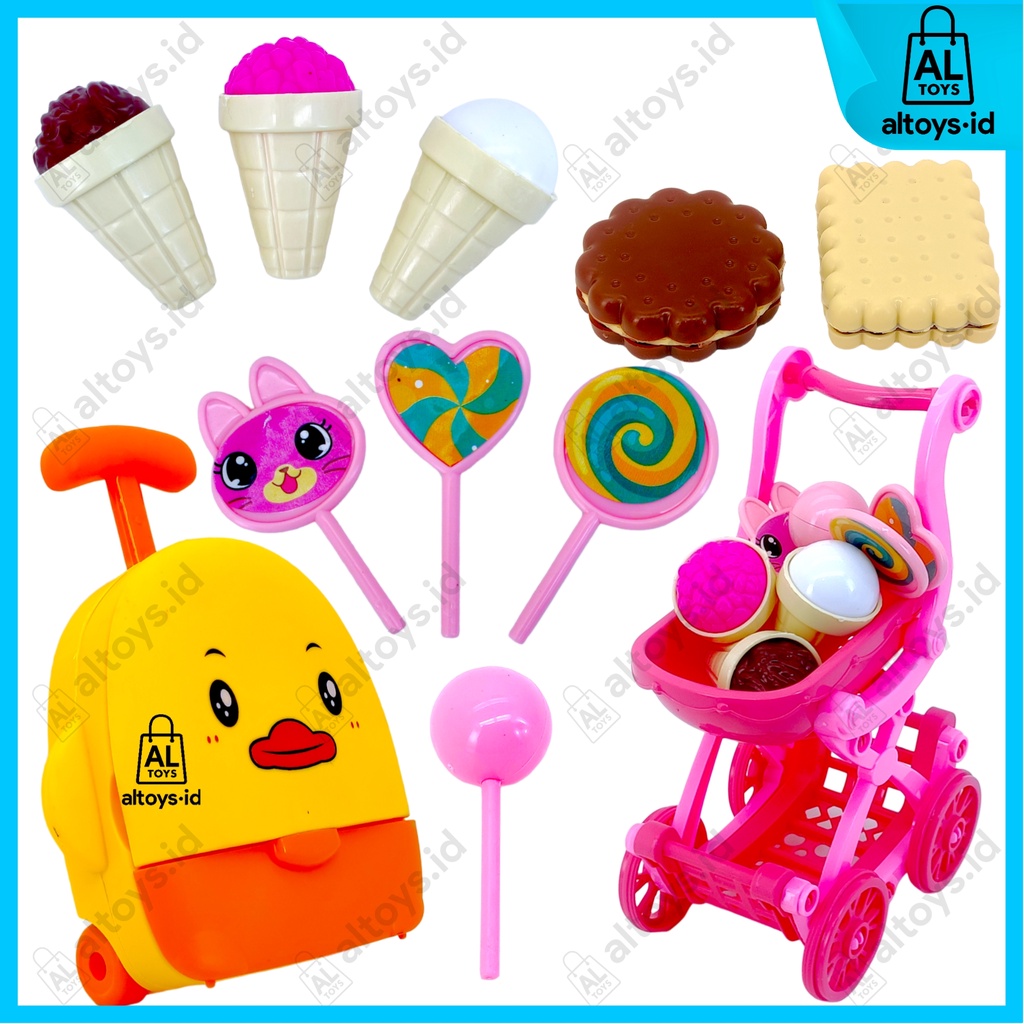 MAINAN KOPER STROLLER SHOP MINIMARKET DESSERT STORE CHOOSE YOUR FAVORITE DESSERT CANDY PERMEN LOLIPO
