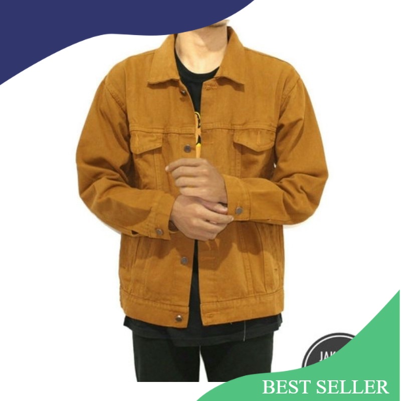 JAKET JEANS  PRIA KUNING KUNYIT MUSTARD/ Modis