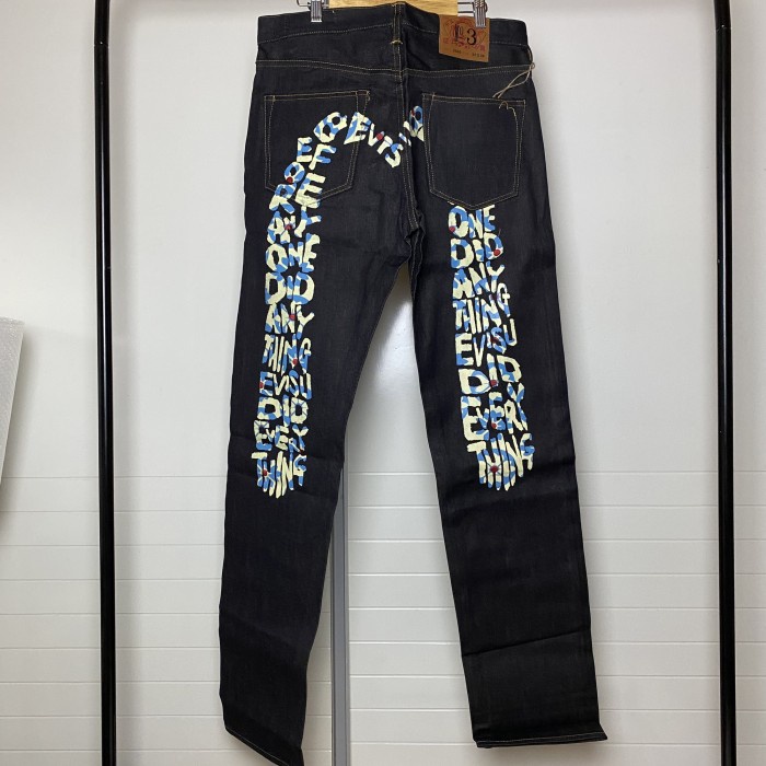 Evisu Selvedge Denim No.3 Lot 2000 Sz 32 Typography Daicock Seagull