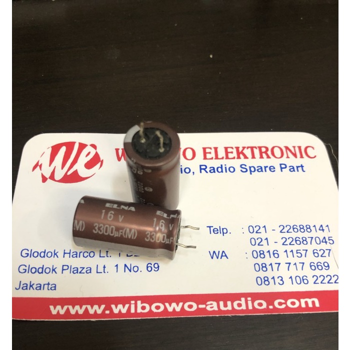 Capacitor elco 3.300uf 16v elna kaki S elco 3300uf 16volt WB27
