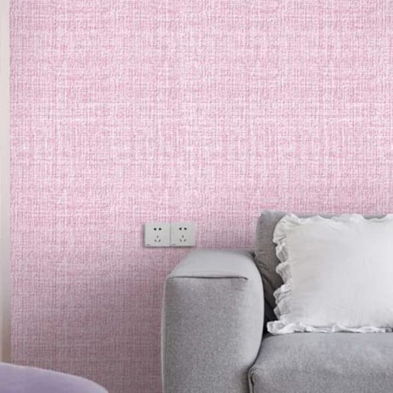 Wallpaper Dinding Sticker Dinding Linen Foam EMBOSS Roll Pink Serat Kain Alumunium Foil Wallpaper St