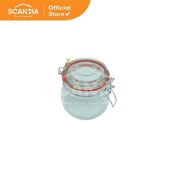 SCANDIA Toples Makanan Glass Stor Jar Clip-Lid 500ml Red (KS0185)