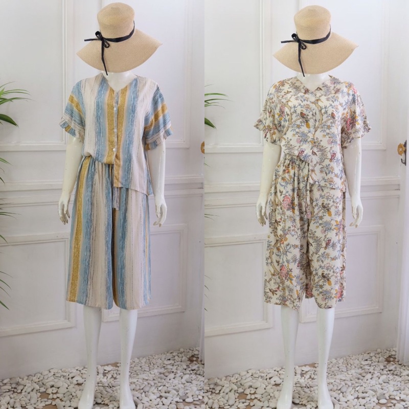 MILO SET | Oneset celana kulot 7/8 | set wanita