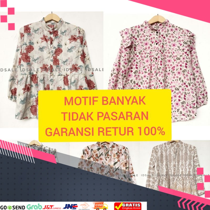 MOTIF BATIK BATU TERMURAH TERPOPULER /PROMO SEBELUM HARGA NORMAL Blouse wanita motif bunga lengan pa