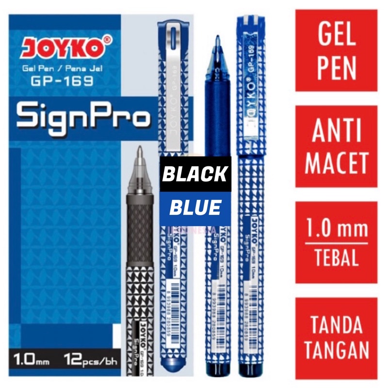 

BOLPEN JOYKO SIGN PRO GP-169 | BOLPEN TANDA TANGAN | GEL PEN HITAM dan BIRU | 1.0mm | ECER
