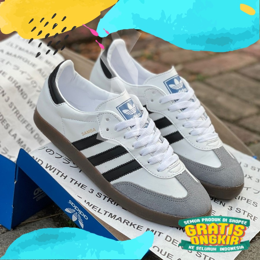 Sepatu Adidas Samba White Black / Sneakers Adidas / Sepatu Adidas / Sepatu Sekolah / Sepatu Pria / S
