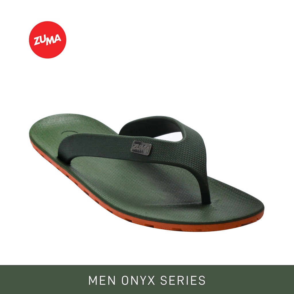 Zuma Men Onyx 7 Army, Sandal Jepit Pria Karet Polos, Hijau Army