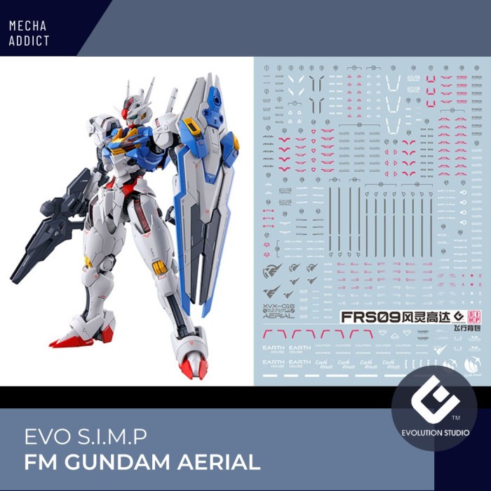 Water Slide Decal FM Full Mechanic Gundam Aerial by EVO - Fluorescent