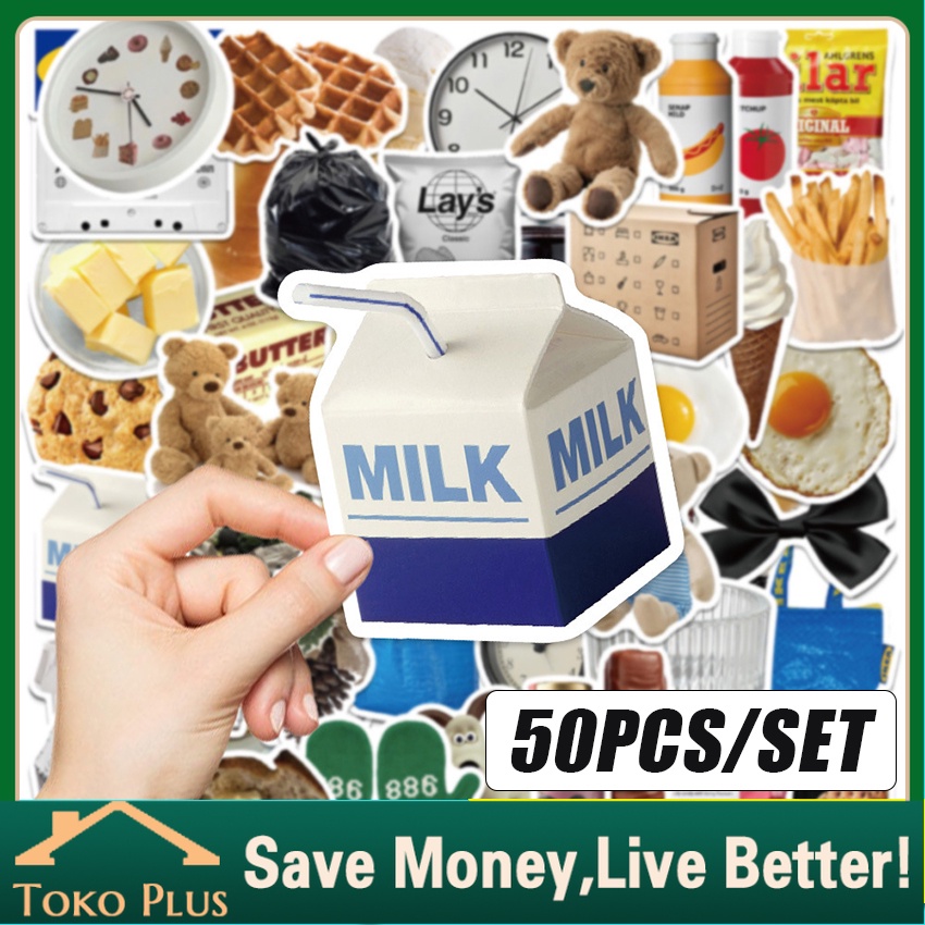 

50PCS Stiker Ikea Tahan Air Gaya Retro Untuk Ipad Koper Helm Ponsel Laptop