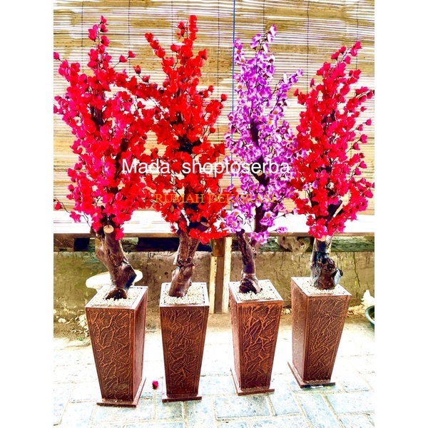 Bunga sakura pohon dengan pot jumbo mewah tinggi 130 cm artificial import