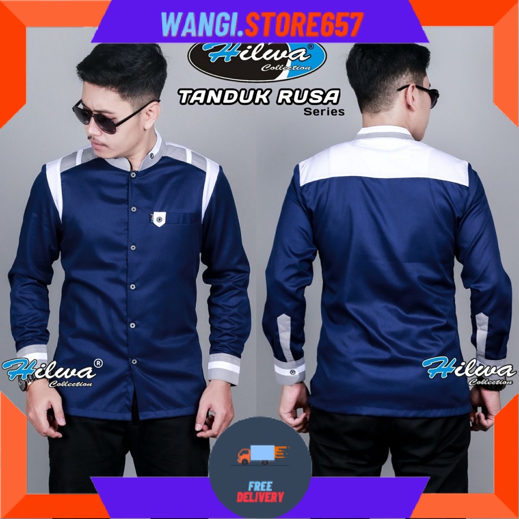 BAJU MUSLIM PRIA LAKI" BAPAK" BIGSIZE MOTIF BARU POLOS WARNA / HILWA COLLECTION Baju Koko Kemeja Pri