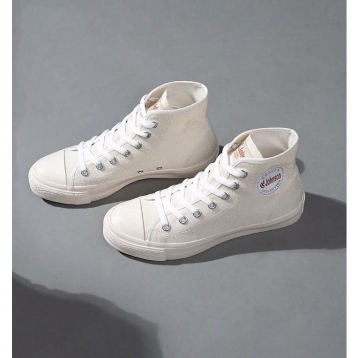 JOHNSON BASIC HIGH MILKY Sepatu Putih Sekolah Pria Wanita Sneakers Ori - 38