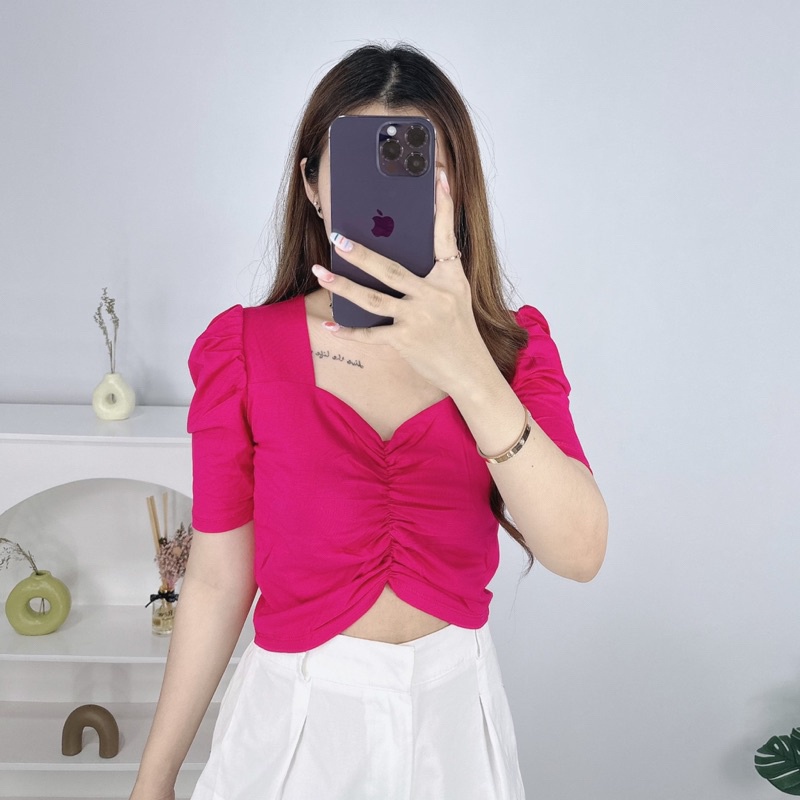 Jesly Puffy top | Crop top puffy kerut