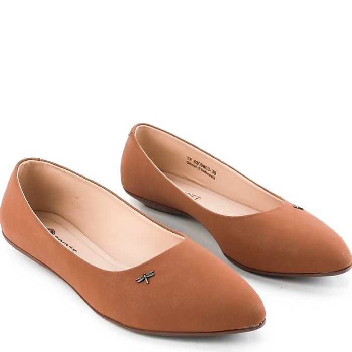 [KIA] TRISET SHOES - SEPATU FLAT WANITA ORIGINAL -  TF4200 Sepatu Loafers - Camel